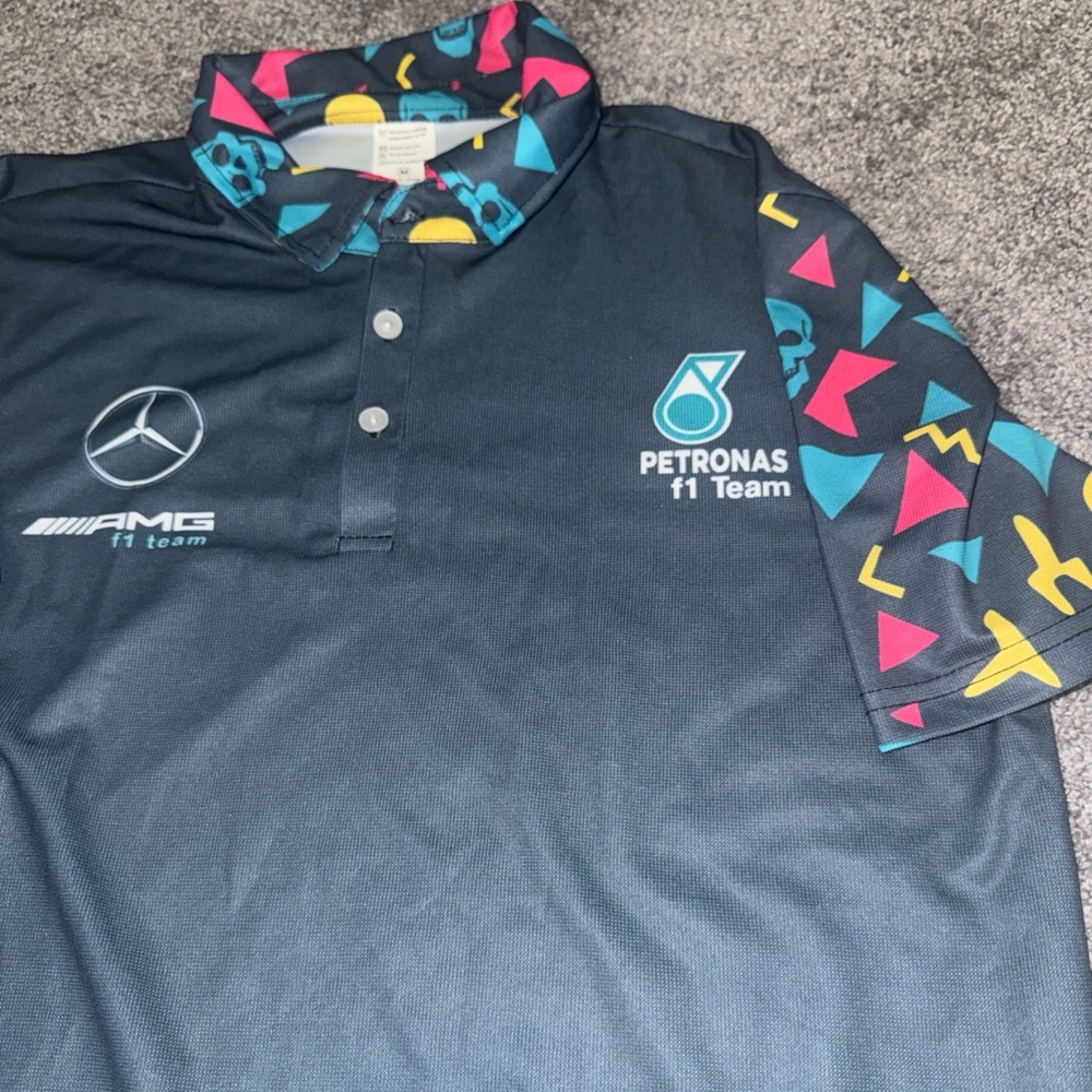 MERCEDES AMG PETRONAS F1 Formula One Team Mens Polo Shirt White Size M * Skulls